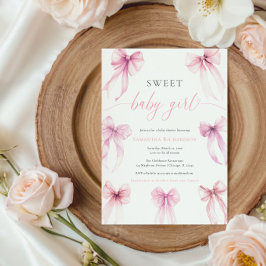 Waterverf Roze Coquette Bows Sweet Baby Girl Kaart