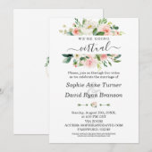 Waterverf Roze Crème Bloem Virtuele Trouwdag Kaart (Voorkant / Achterkant)