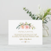 Waterverf Roze Crème Bloemen Breng Een Boek Informatiekaartje (Staand voorkant)