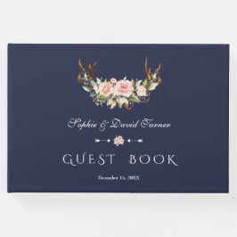 Waterverf Roze Crème Bloemige Geweien Bruiloft Gastenboek