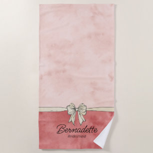 Waterverf Roze + Crème Bow Bruidsmeisje Strandlake Strandlaken