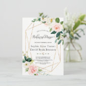 Waterverf Roze crème Floral Gold repesial Dinner Kaart (Staand voorkant)