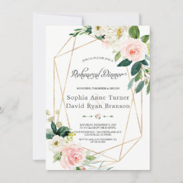 Waterverf Roze crème Floral Gold repesial Dinner Kaart