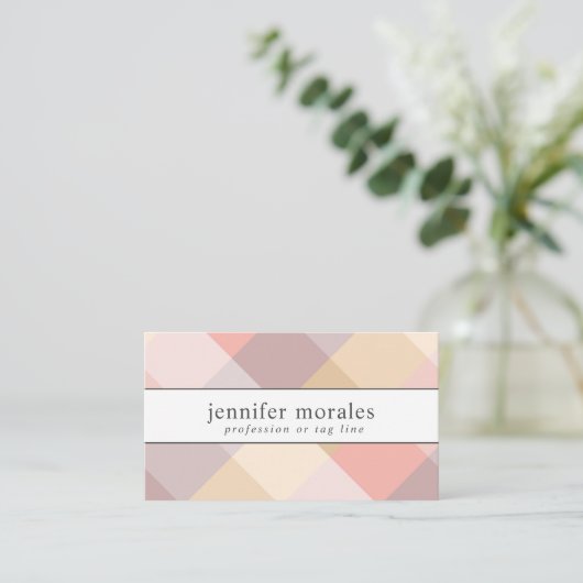 Waterverf Roze crème Mauve Gray yellow QR Visitekaartje (Staand voorkant)