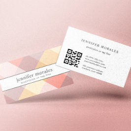 Waterverf Roze crème Mauve Gray yellow QR Visitekaartje