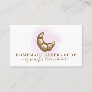 Waterverf Roze Croissant Thuis Bakkerij Winkel Visitekaartje