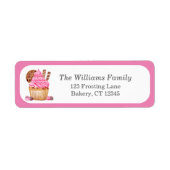 Waterverf roze cupcake met chocola personaliseren etiket (Voorkant)