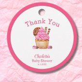 Waterverf roze cupcake met chocolade Baby shower Bedankjes Labels