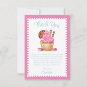 Waterverf roze cupcake met chocolade Baby shower Bedankkaart (Voorkant)