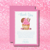 Waterverf roze cupcake met chocolade Baby shower Bedankkaart