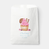Waterverf roze cupcake met chocolade Baby shower Bedankzakje (Voorkant)