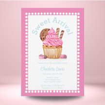Waterverf roze cupcake met chocolade Baby shower
