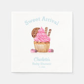 Waterverf roze cupcake met chocolade Baby shower Servet (Voorkant)