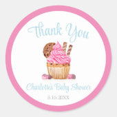 Waterverf Roze Cupcake met Chocolade Bedankt Ronde Sticker (Voorkant)