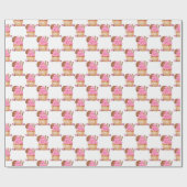 Waterverf roze cupcake met chocolade patroon cadeaupapier (Vlak)