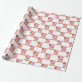 Waterverf roze cupcake met chocolade patroon cadeaupapier (Uitgerold)