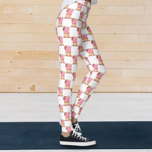 Waterverf roze cupcake met chocolade patroon leggings
