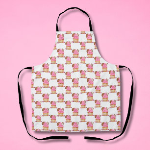 Waterverf roze cupcake met chocolade patroon schort