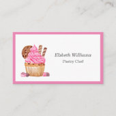 Waterverf roze cupcake met chocolademinimalist visitekaartje (Voorkant)
