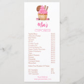 Waterverf roze cupcake met cookie bakkerij prijzen menu (Voorkant)