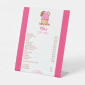 Waterverf roze cupcake met cookie bakkerij prijzen reclamebord met voetstuk (Voorkant)