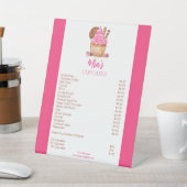Waterverf roze cupcake met cookie bakkerij prijzen reclamebord met voetstuk (Insitu)
