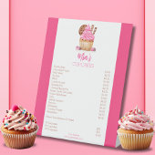 Waterverf roze cupcake met cookie bakkerij prijzen reclamebord met voetstuk
