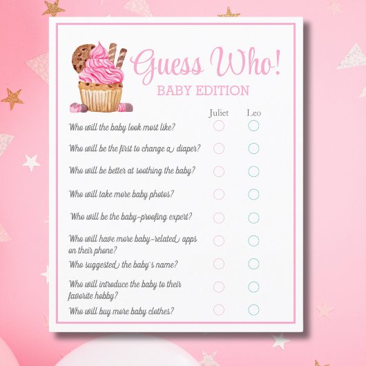 Waterverf Roze Cupcake Raad eens Wie Baby Flyer