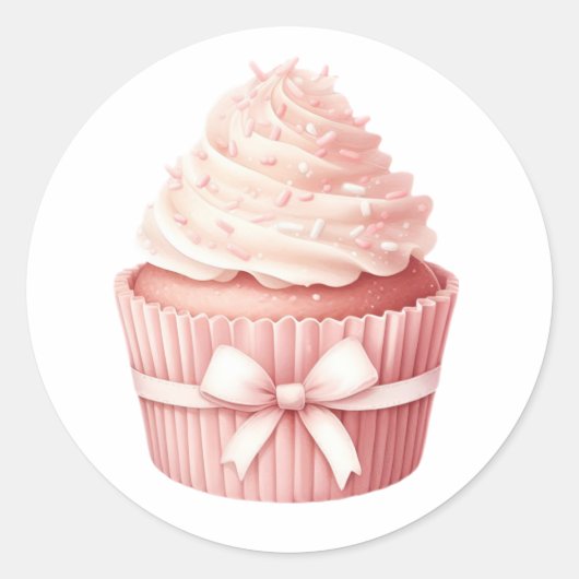 Waterverf Roze Cupcake Sticker – Cozy Winter (Voorkant)