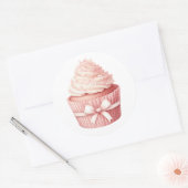Waterverf Roze Cupcake Sticker – Cozy Winter (Envelop)