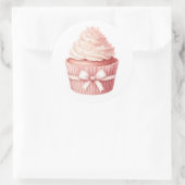 Waterverf Roze Cupcake Sticker – Cozy Winter (Tas)