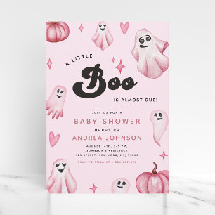 Waterverf Roze Cute Ghost Little Boo Baby shower Kaart