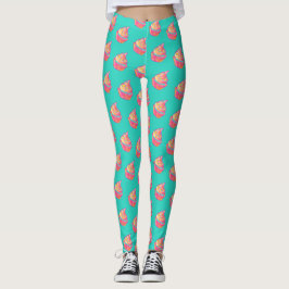 Waterverf roze cute meisjesachtige cupcake patroon leggings