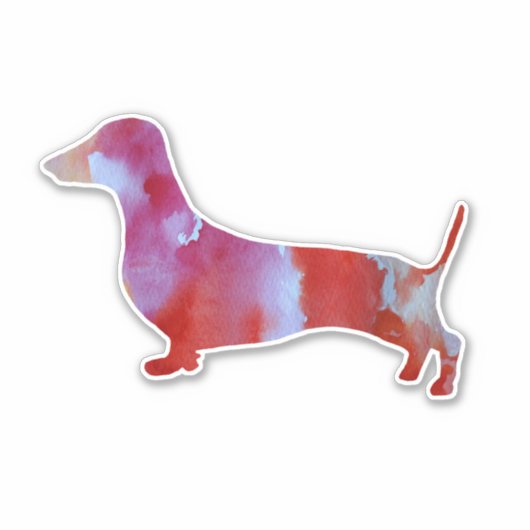 Waterverf roze dachshund sticker (Voorkant)