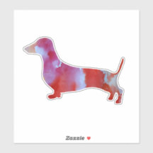 Waterverf roze dachshund