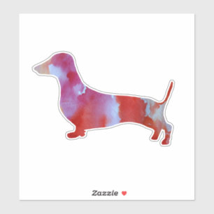 Waterverf roze dachshund sticker