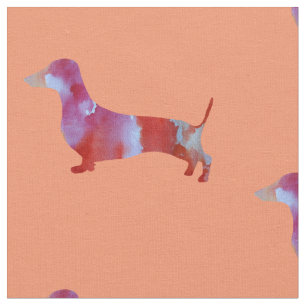 Waterverf roze dachshund stof
