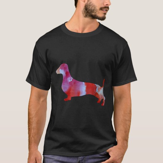 Waterverf roze dachshund t-shirt (Voorkant)