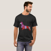 Waterverf roze dachshund t-shirt (Voorkant volledig)