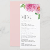 Waterverf Roze Dahlia Bloemen Bloemen Bloemen Bloe Menu (Voorkant / Achterkant)