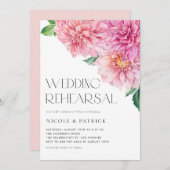 Waterverf roze dahlia bruiloft repetitie diner kaart (Voorkant / Achterkant)