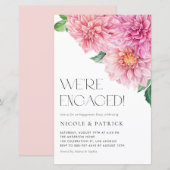 Waterverf Roze Dahlia Verlovingsfeest Uitnodiging (Voorkant / Achterkant)