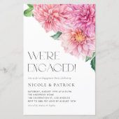 Waterverf Roze Dahlia Verlovingsfeest Uitnodiging (Voorkant)
