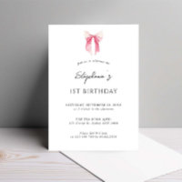 Waterverf Roze Dainty Bow 1e verjaardag