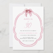 Waterverf Roze Dainty Bow 30e verjaardag Kaart (Voorkant)