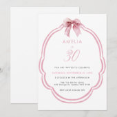 Waterverf Roze Dainty Bow 30e verjaardag Kaart (Voorkant / Achterkant)