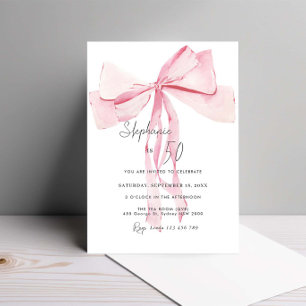 Waterverf Roze Dainty Bow 50ste verjaardag Kaart