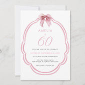 Waterverf Roze Dainty Bow 60ste verjaardag Kaart (Voorkant)