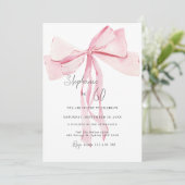 Waterverf Roze Dainty Bow 60ste verjaardag Kaart (Staand voorkant)