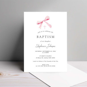 Waterverf Roze Dainty Bow Ribbon doop Kaart